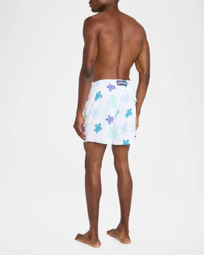 Vilebrequin Men Swim Shorts Tortues Multicolores In White