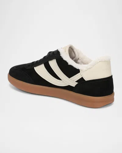 Vince Oasis Shearling-lined Suede Low-top Sneakers In Black