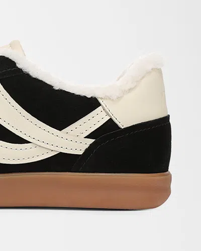 Vince Oasis Shearling-lined Suede Low-top Sneakers In Black