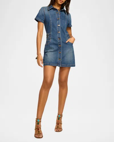 Ramy Brook Liv Button Down Denim Mini Dress In Blue