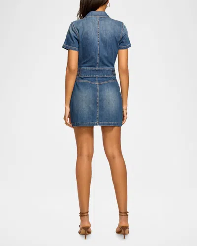Ramy Brook Liv Button Down Denim Mini Dress In Blue