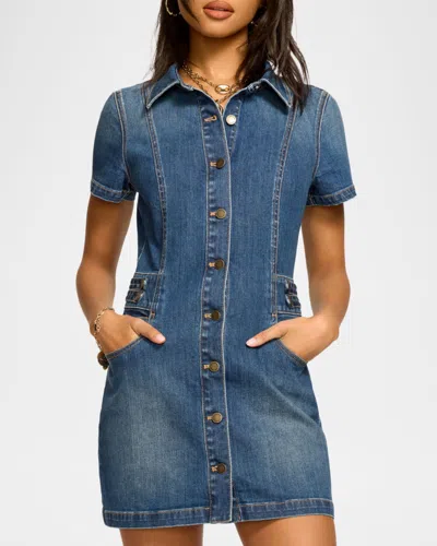 Ramy Brook Liv Button Down Denim Mini Dress In Blue