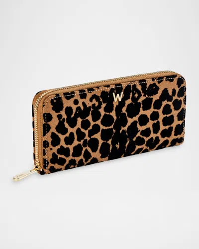 Wolf Savanna Leopard Print Long Zip Wallet In Multi