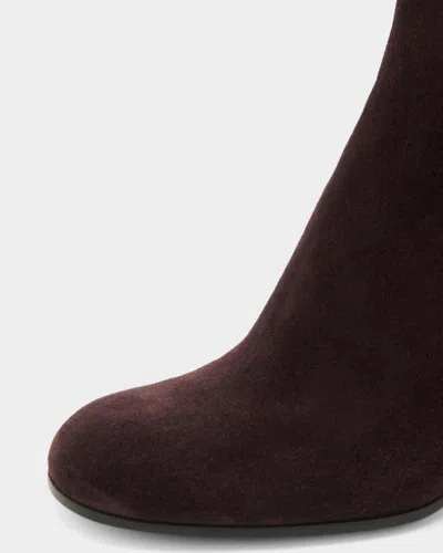 Gianvito Rossi Soft Suede Ankle Boot With Block Heel In Burgundy