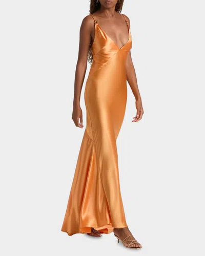 Acler Utterby Satin Maxi Dress In Orange