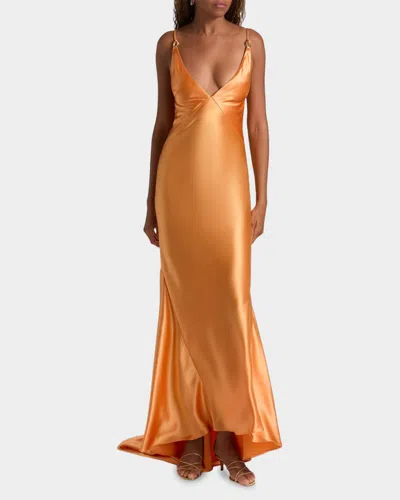 Acler Utterby Satin Maxi Dress In Orange