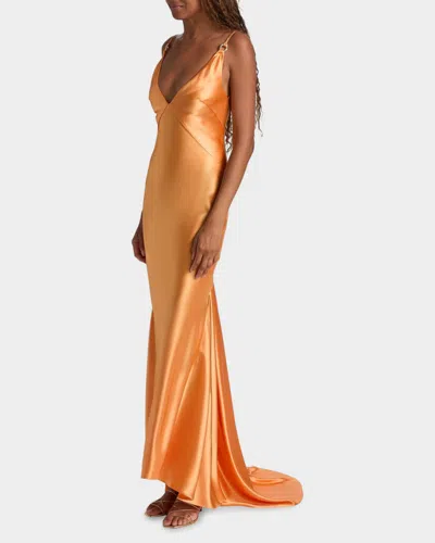 Acler Utterby Satin Maxi Dress In Orange