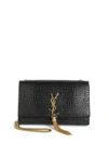 SAINT LAURENT Kate Monogram Croc-Embossed Leather Tassel Chain Shoulder Bag