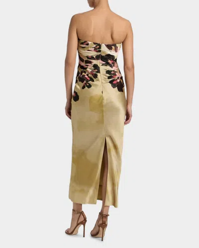 Acler Bowers Floral Satin Maxi Dress In Brown