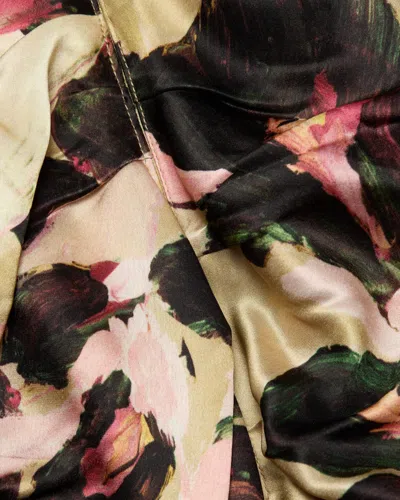 Acler Bowers Floral Satin Maxi Dress In Brown