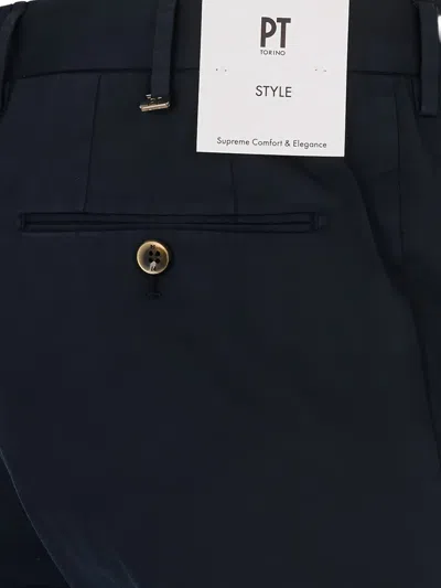 Pt Torino Stretch Wool Pant With Modern Tailoring In Blue