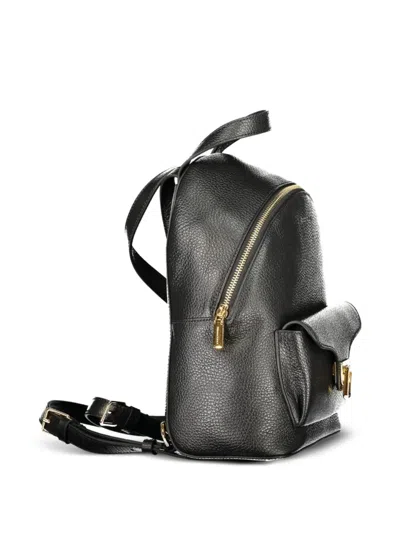 Coccinelle Pebbled Leather Small Backpack In Black
