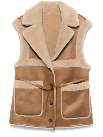 Urbancode Double-sided Lapel Vest In Brown