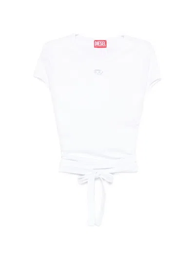 Diesel Cut-out Tie-back T-shirt In White