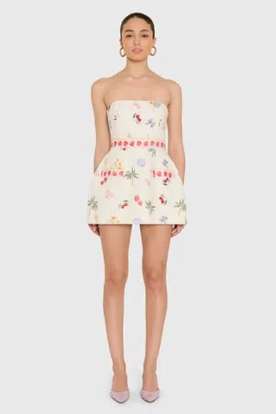 Amanda Uprichard Bethany Strapless Linen Blend Romper In White