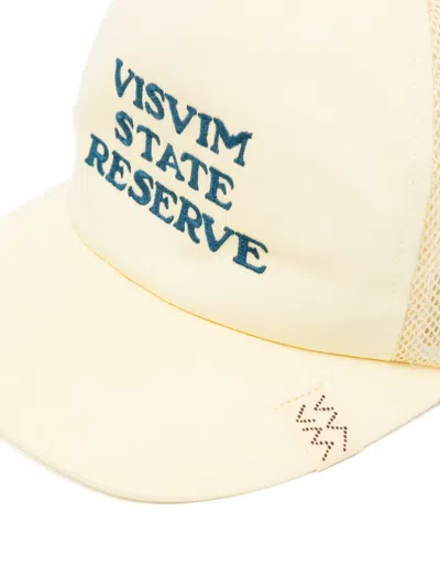 Visvim Mesh-panel Embroidered Cap In Yellow