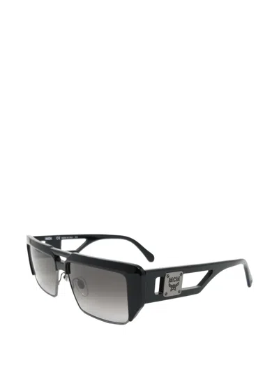 Mcm Logo-plaque Rectangle-frame Sunglasses In Black
