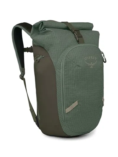 Osprey Grid-pattern Roll-top Backpack In Green