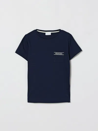 Gucci Kids Patch Pocket T-shirt In Blue