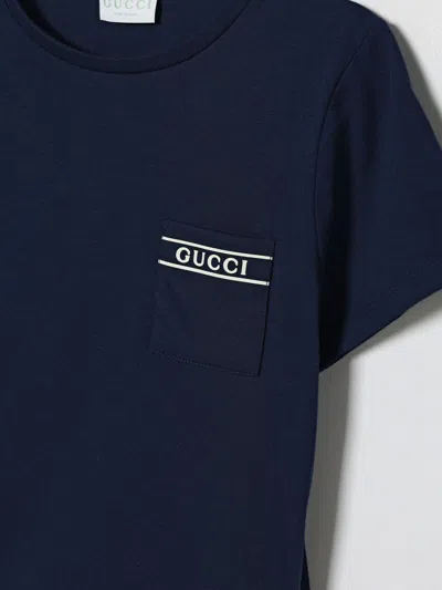 Gucci Kids Patch Pocket T-shirt In Blue