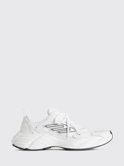 Balenciaga Monday White Low Top Sneakers With Logo Detail And Embossed Size On The Rear In Leather And Fabric M In Brown