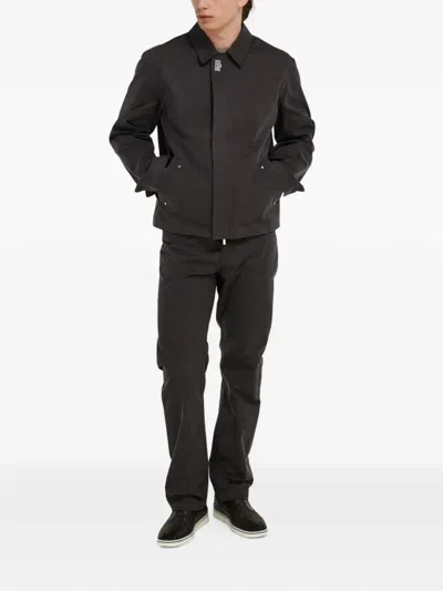 Ferragamo Washed Canvas Blouson In Black
