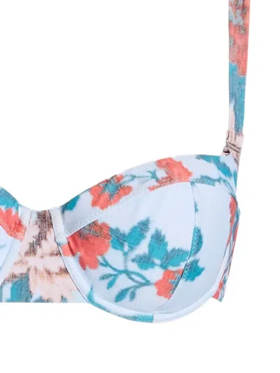 Erdem Floral-print Underwired Bikini Top In Blue