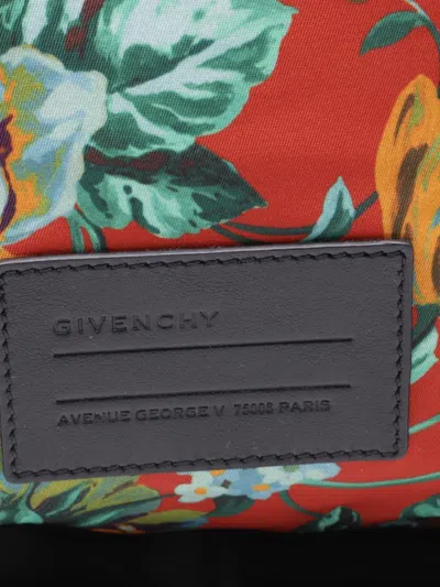 Pre-owned Givenchy Floral-print Backpack In Red