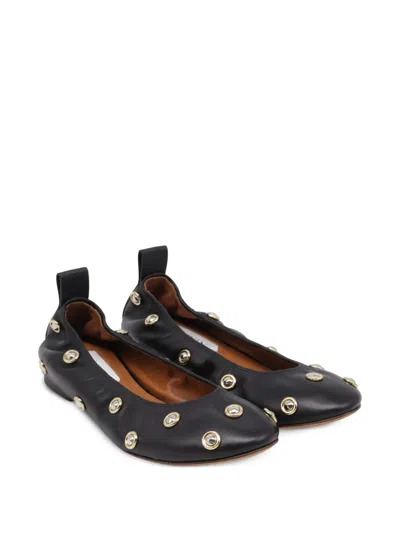 Pre-owned Lanvin Studs Ballet Flats In Black
