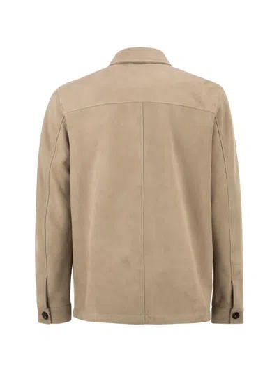Pt Torino Tailored Suede Leather Jacket In Neutral