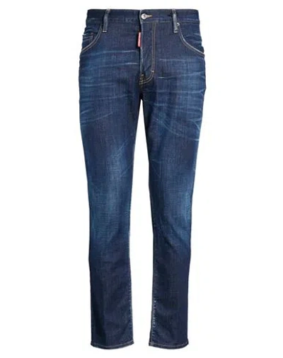 Dsquared2 Men Blue Jeans With Belt Loops And Logo Patch On The Rear In Denim Man In Blue