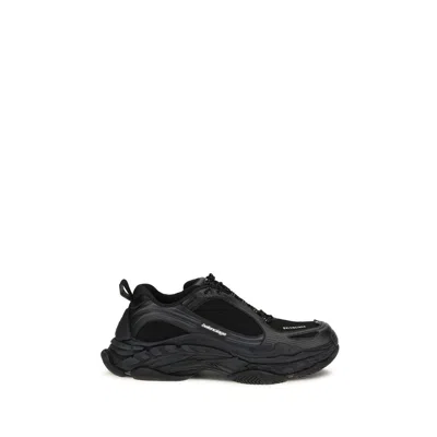 Balenciaga Black Polyester Athletic Sneakers In Animal Print