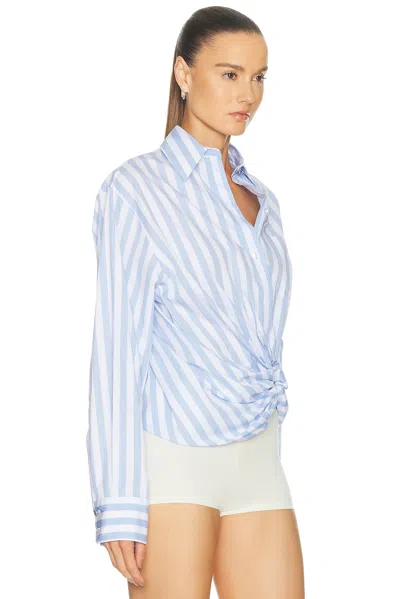 Sportmax Palmizi Striped Knotted Shirt In Blue