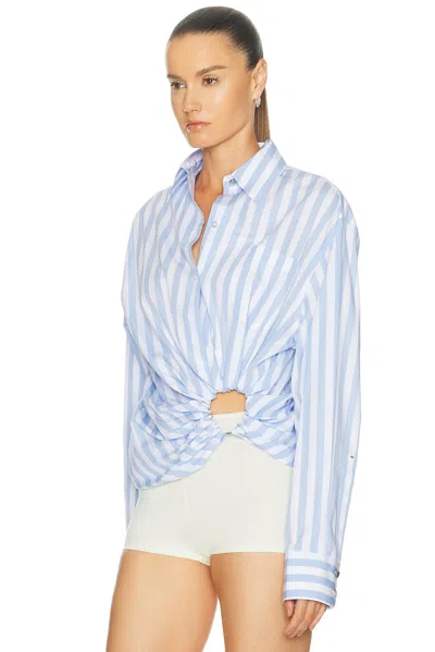 Sportmax Palmizi Striped Knotted Shirt In Blue