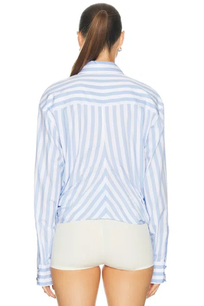 Sportmax Palmizi Striped Knotted Shirt In Blue