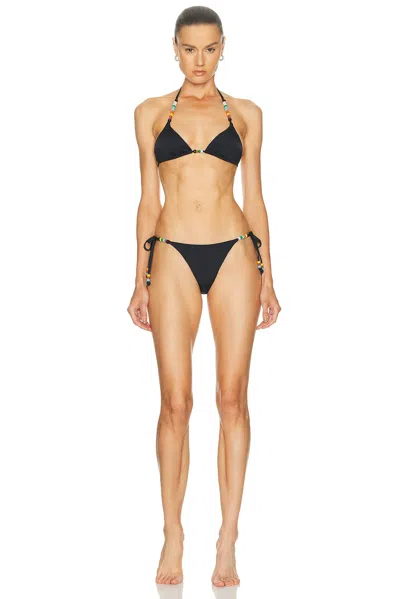 Staud Sisley Bead-embellished Bikini Briefs In Black