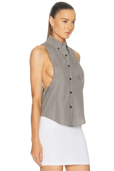 Versace Sleeveless Button Up Top In Multi
