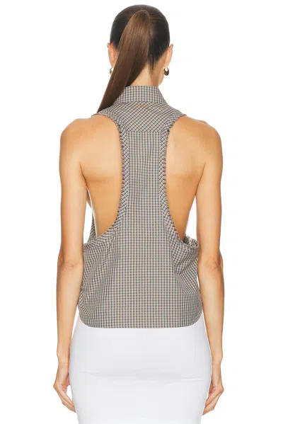 Versace Sleeveless Button Up Top In Multi