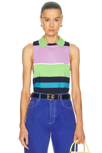 Versace Bold Sleeveless Top With Cutouts And Ribbed Detail - Size 40 In Multi