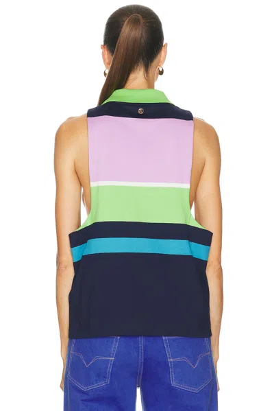 Versace Bold Sleeveless Top With Cutouts And Ribbed Detail - Size 40 In Multi