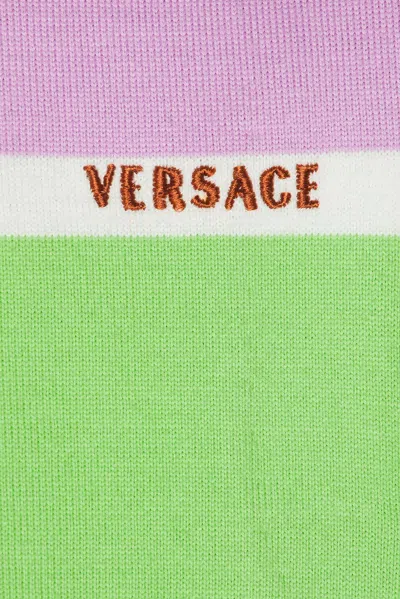 Versace Bold Sleeveless Top With Cutouts And Ribbed Detail - Size 40 In Multi