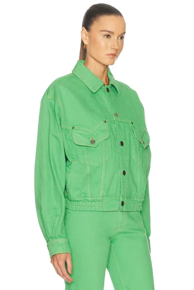 Versace Oversized Blouson Denim Jacket In Green