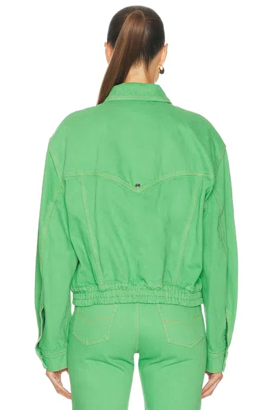 Versace Oversized Blouson Denim Jacket In Green