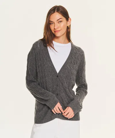 Naadam Lightweight Cashmere Cable Oversized Cardigan In Gray