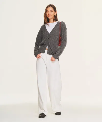 Naadam Lightweight Cashmere Cable Oversized Cardigan In Gray