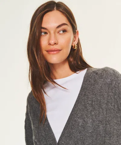 Naadam Lightweight Cashmere Cable Oversized Cardigan In Gray