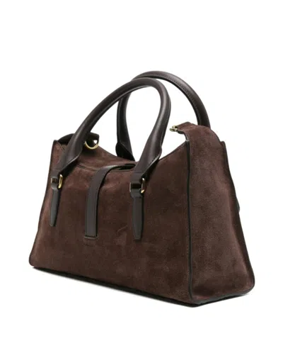 Mulberry Roxanne Brown Small Handbag With Adjustable And Removable Shoulder Strap And Two Front Pockets In Su