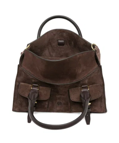 Mulberry Roxanne Brown Small Handbag With Adjustable And Removable Shoulder Strap And Two Front Pockets In Su