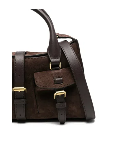 Mulberry Roxanne Brown Small Handbag With Adjustable And Removable Shoulder Strap And Two Front Pockets In Su