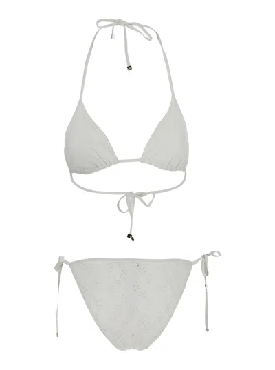 Dolce & Gabbana Embroidered Triangle Bikini In White